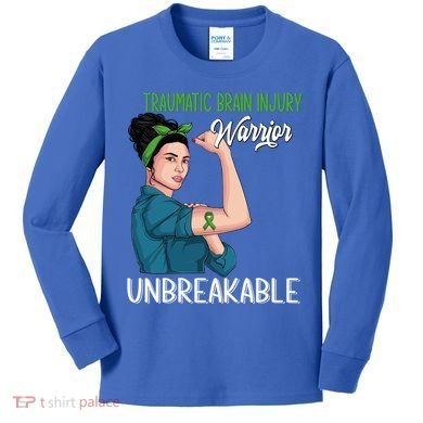 Traumatic Brain Injury Awareness Warrior Unbreakable Gift Kids Long Sleeve Shirt