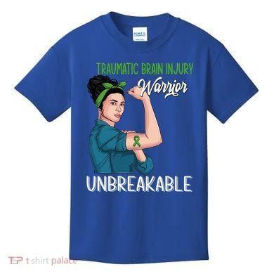 Traumatic Brain Injury Awareness Warrior Unbreakable Gift Kids T-Shirt