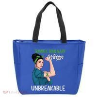 Traumatic Brain Injury Awareness Warrior Unbreakable Gift Tote Bag thumb 0