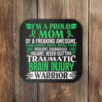 Traumatic Brain Injury Awareness Ribbon Mom Tbi Gift Coaster thumb 0