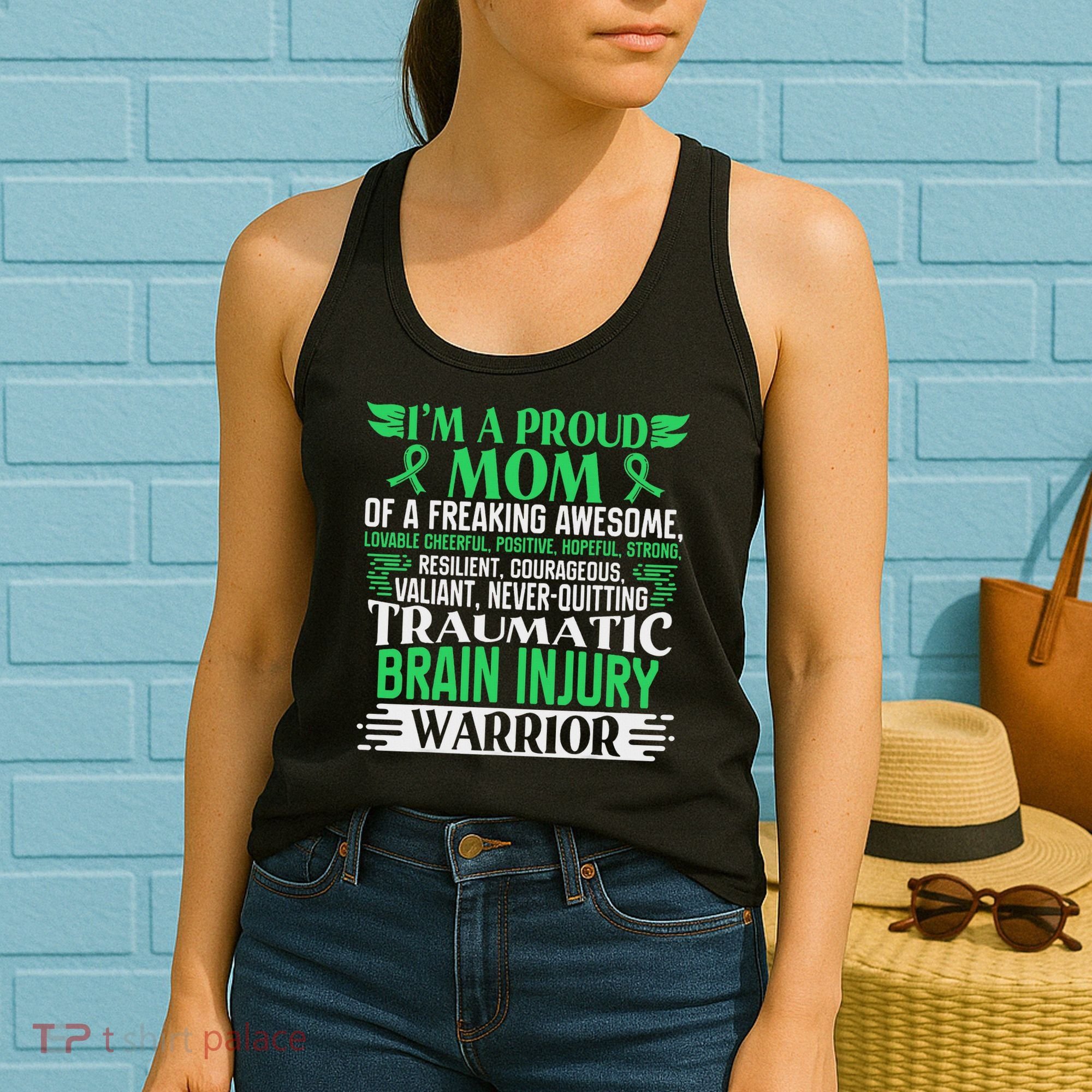 Traumatic Brain Injury Awareness Ribbon Mom Tbi Gift Women's Tank Top