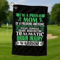 Traumatic Brain Injury Awareness Ribbon Mom Tbi Gift Golf Towel thumb 1