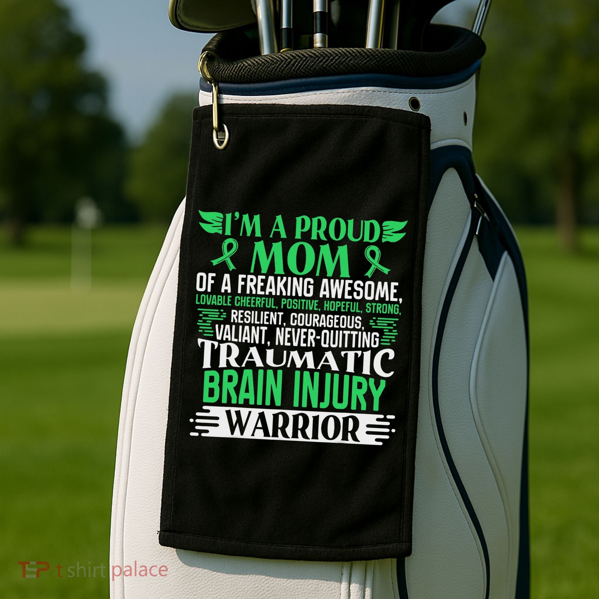 Traumatic Brain Injury Awareness Ribbon Mom Tbi Gift Golf Towel