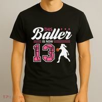 This Baller Is Now 13 Year Old Basketball 13th Birthday Girl T-Shirt thumb 3