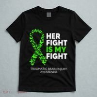 Traumatic Brain Injury Awareness Her Fight Green Ribbon T-Shirt thumb 5