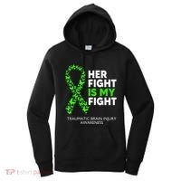 Traumatic Brain Injury Awareness Her Fight Green Ribbon Women's Hoodie thumb 0