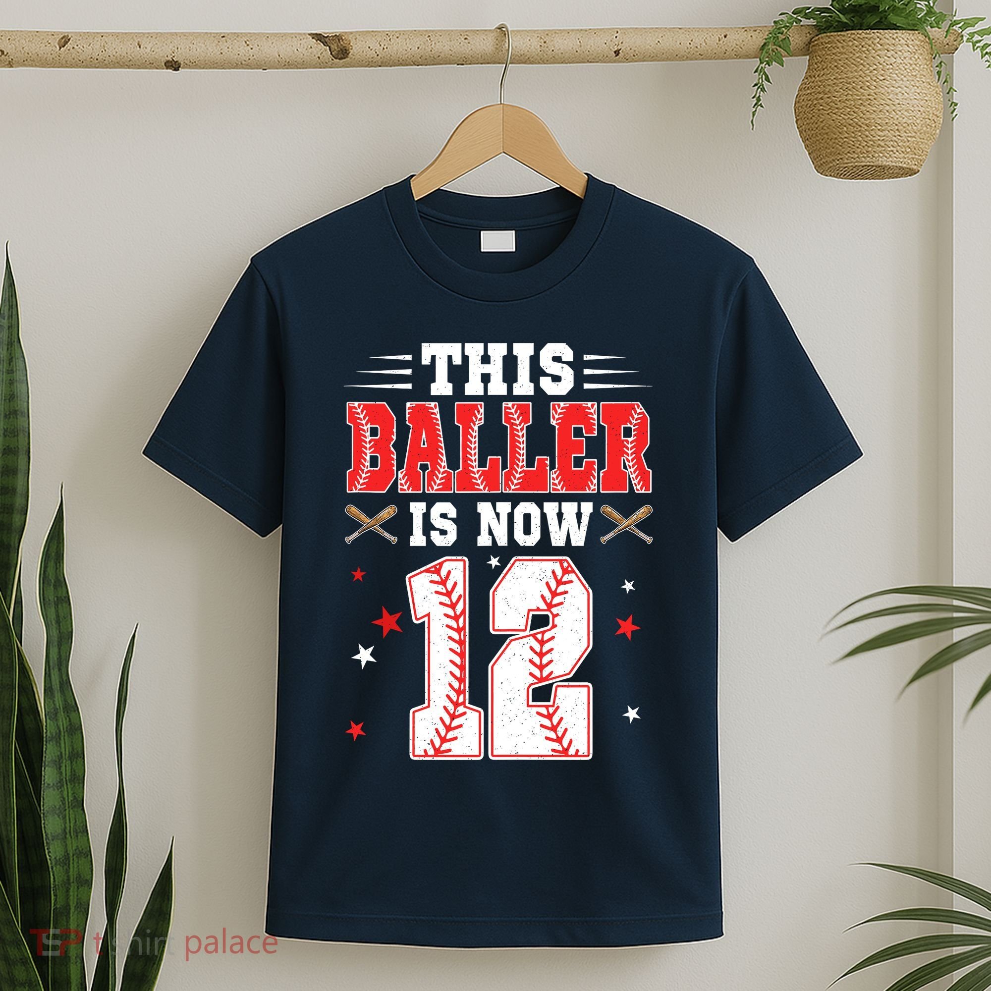 This Baller Is Now 12 Year Old Birthday Baseball Theme 12th T-Shirt