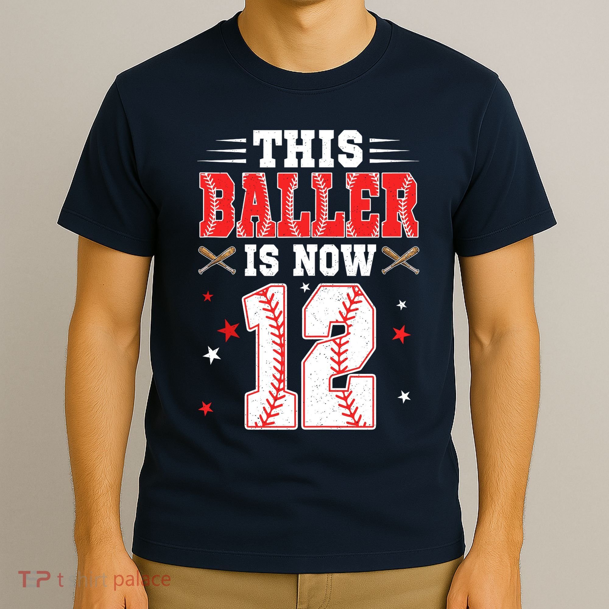 This Baller Is Now 12 Year Old Birthday Baseball Theme 12th T-Shirt