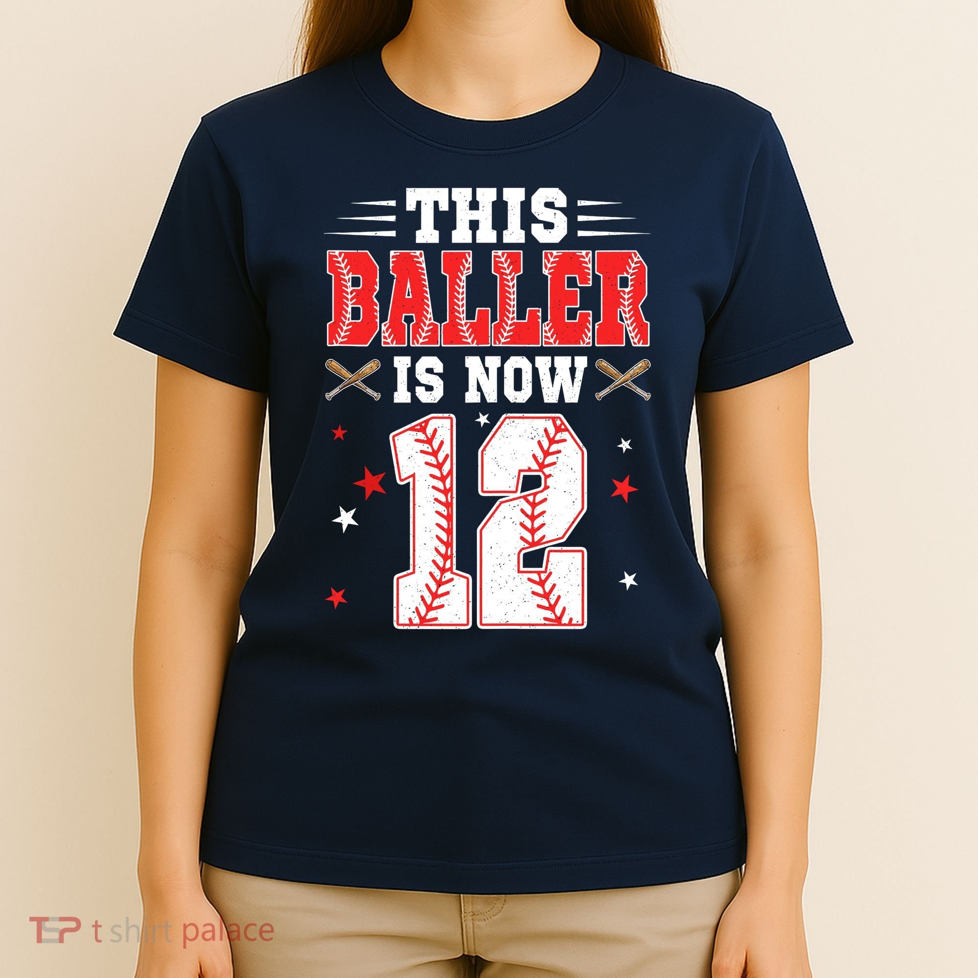 This Baller Is Now 12 Year Old Birthday Baseball Theme 12th T-Shirt