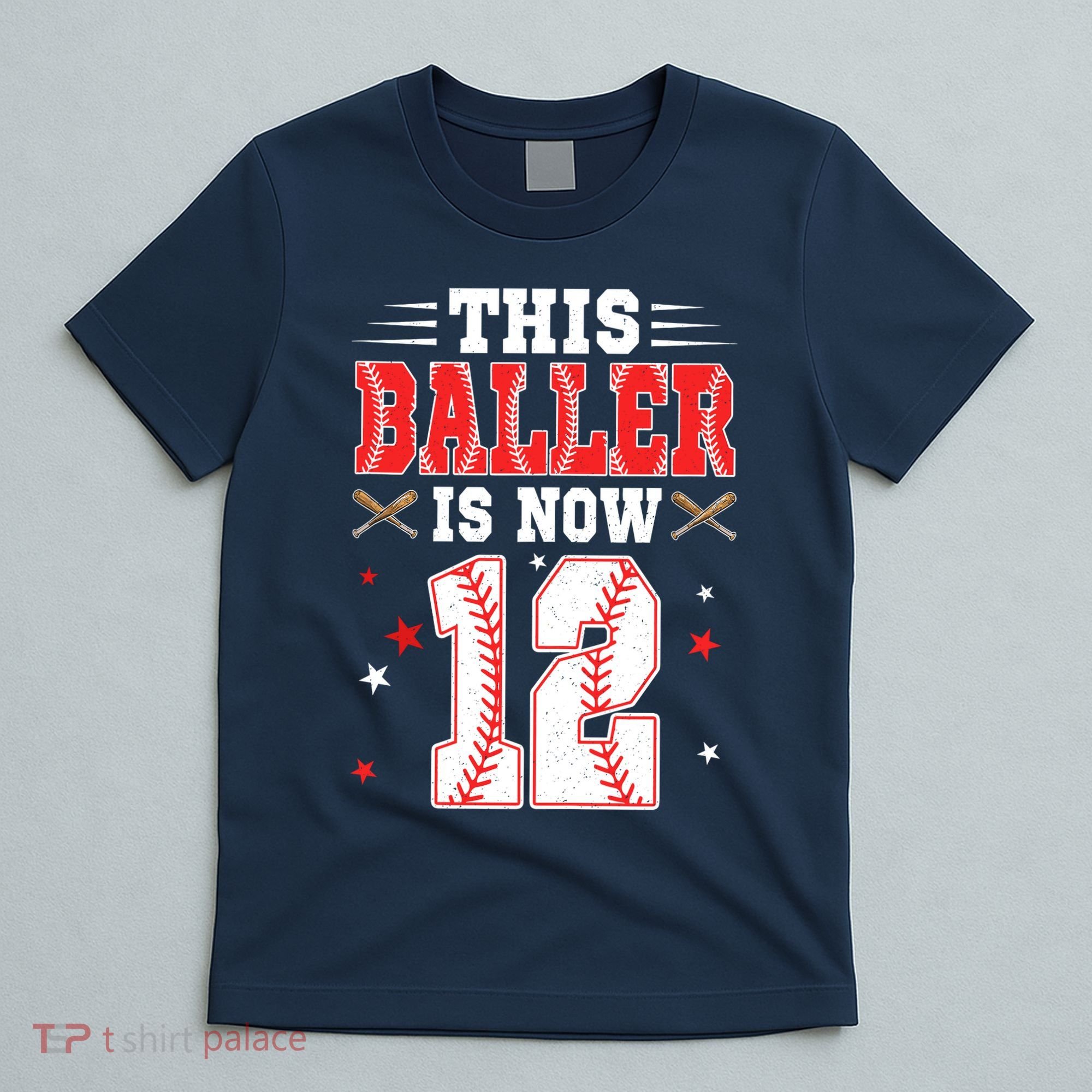 This Baller Is Now 12 Year Old Birthday Baseball Theme 12th T-Shirt