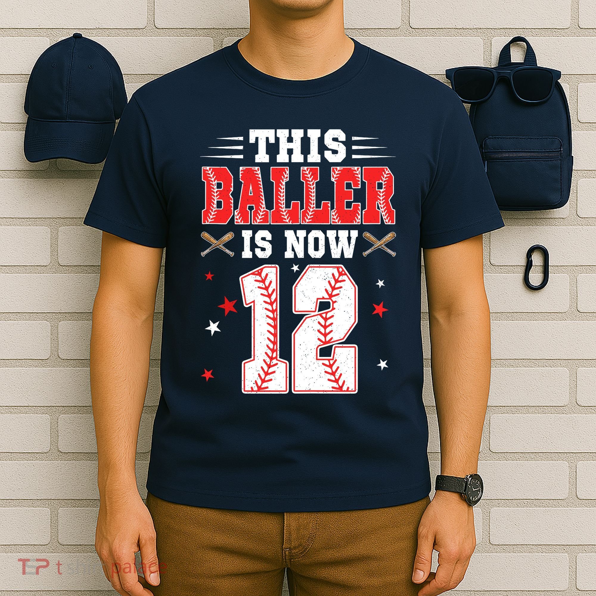 This Baller Is Now 12 Year Old Birthday Baseball Theme 12th T-Shirt