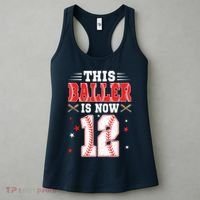 This Baller Is Now 12 Year Old Birthday Baseball Theme 12th Women's Tank Top thumb 3