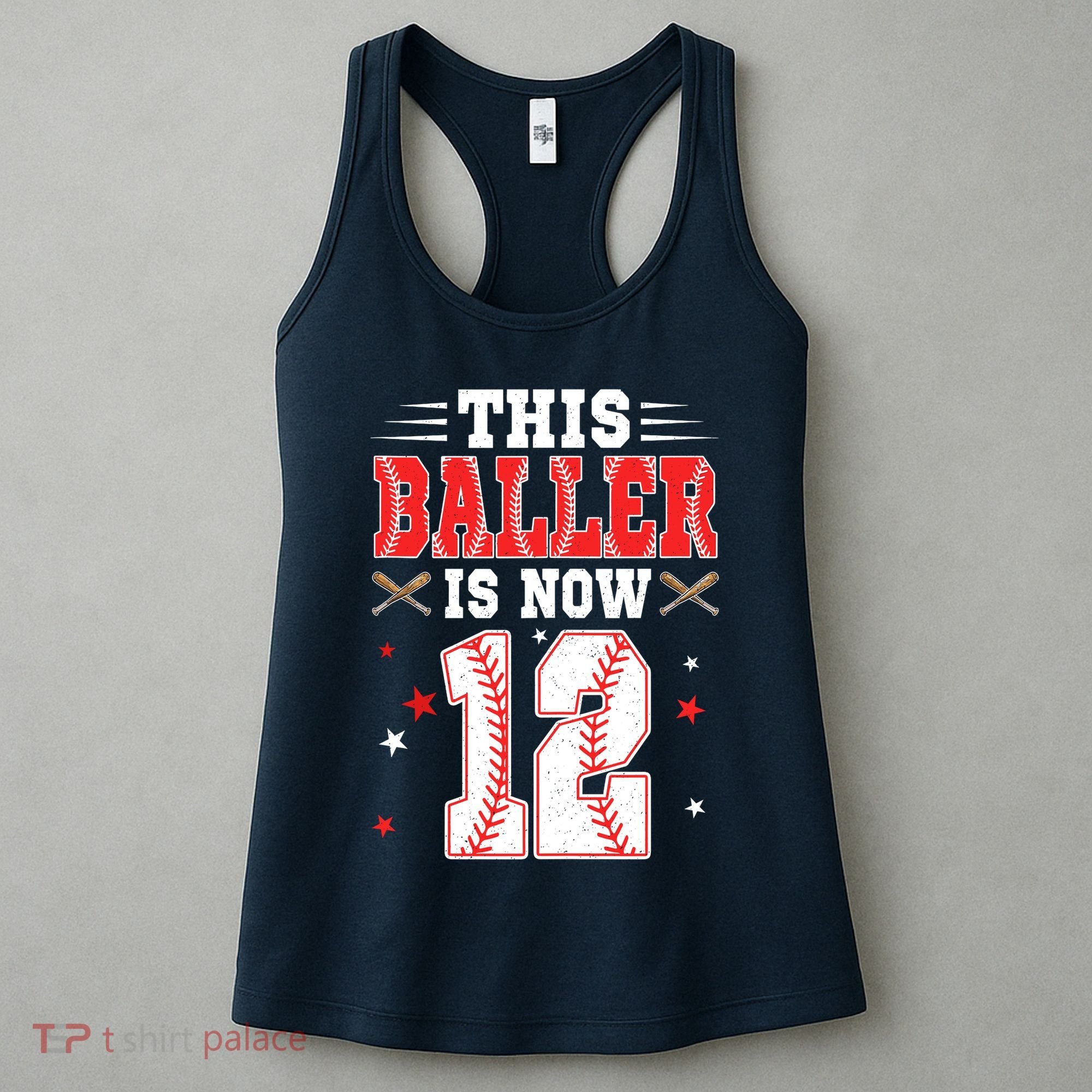 This Baller Is Now 12 Year Old Birthday Baseball Theme 12th Women's Tank Top