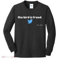 The Bird Is Freed Musk Quote Kids Long Sleeve Shirt thumb 0