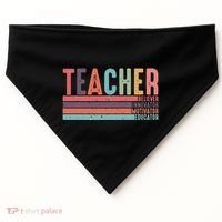 Teacher Believer Innovator Motivator Educator Teacher Life Back To School USA-Made Doggie Bandana thumb 0