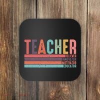 Teacher Believer Innovator Motivator Educator Teacher Life Back To School Coaster thumb 0