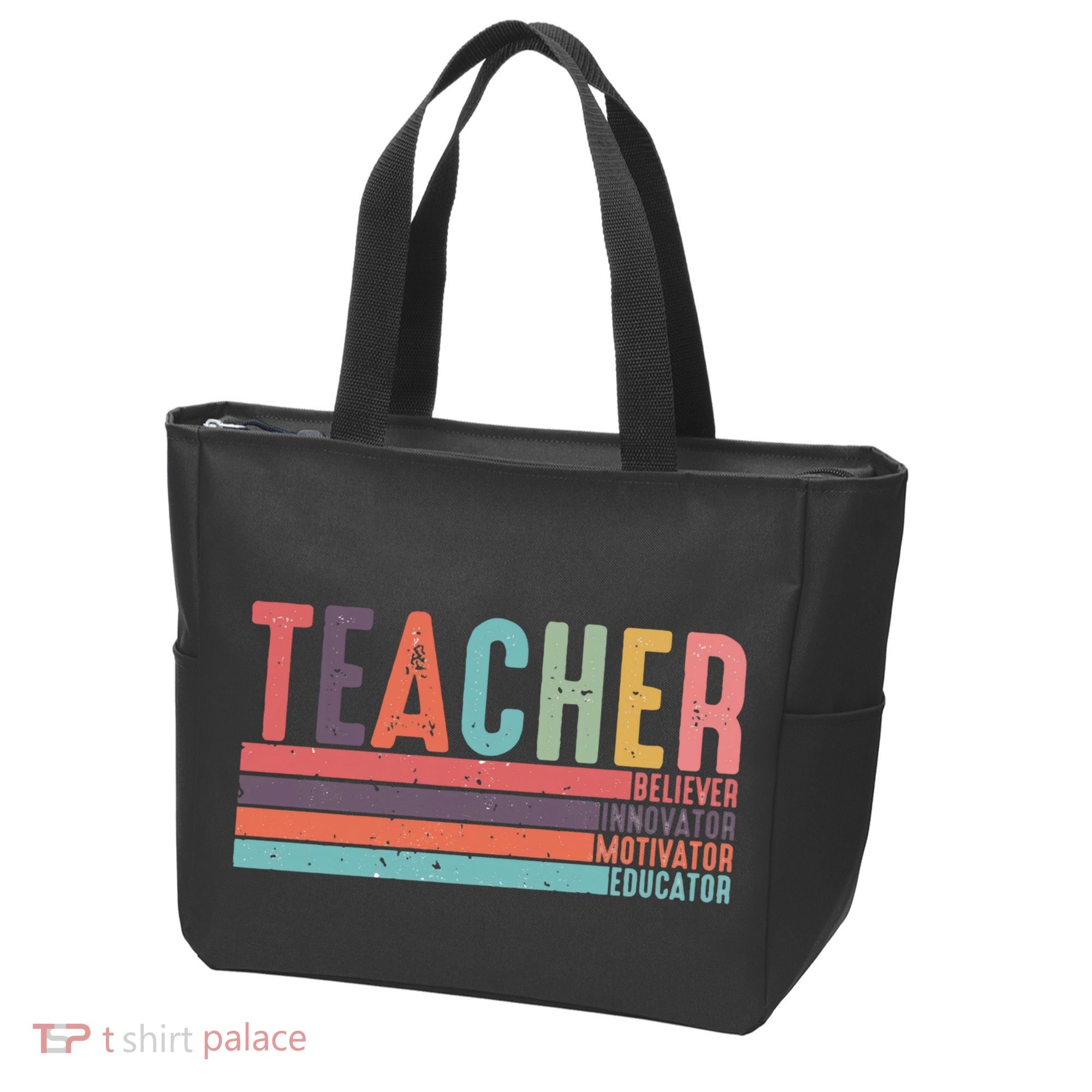 Teacher Believer Innovator Motivator Educator Teacher Life Back To School Tote Bag
