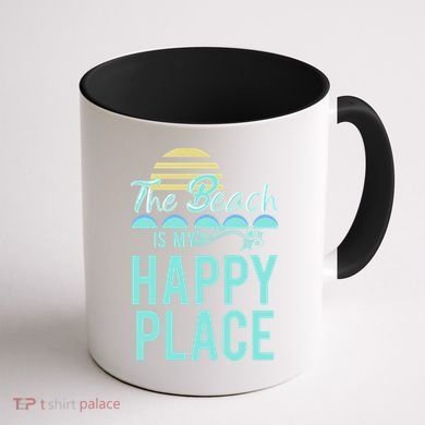 The Beach Is My Happy Place Design Cute Gift Coffee Mug back