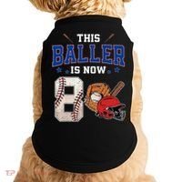 This Baller Is Now 8 Years Old Baseball 8th Birthday Doggie Tank thumb 0