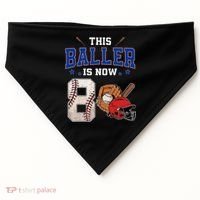 This Baller Is Now 8 Years Old Baseball 8th Birthday USA-Made Doggie Bandana thumb 0