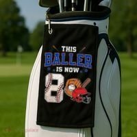 This Baller Is Now 8 Years Old Baseball 8th Birthday Golf Towel thumb 2