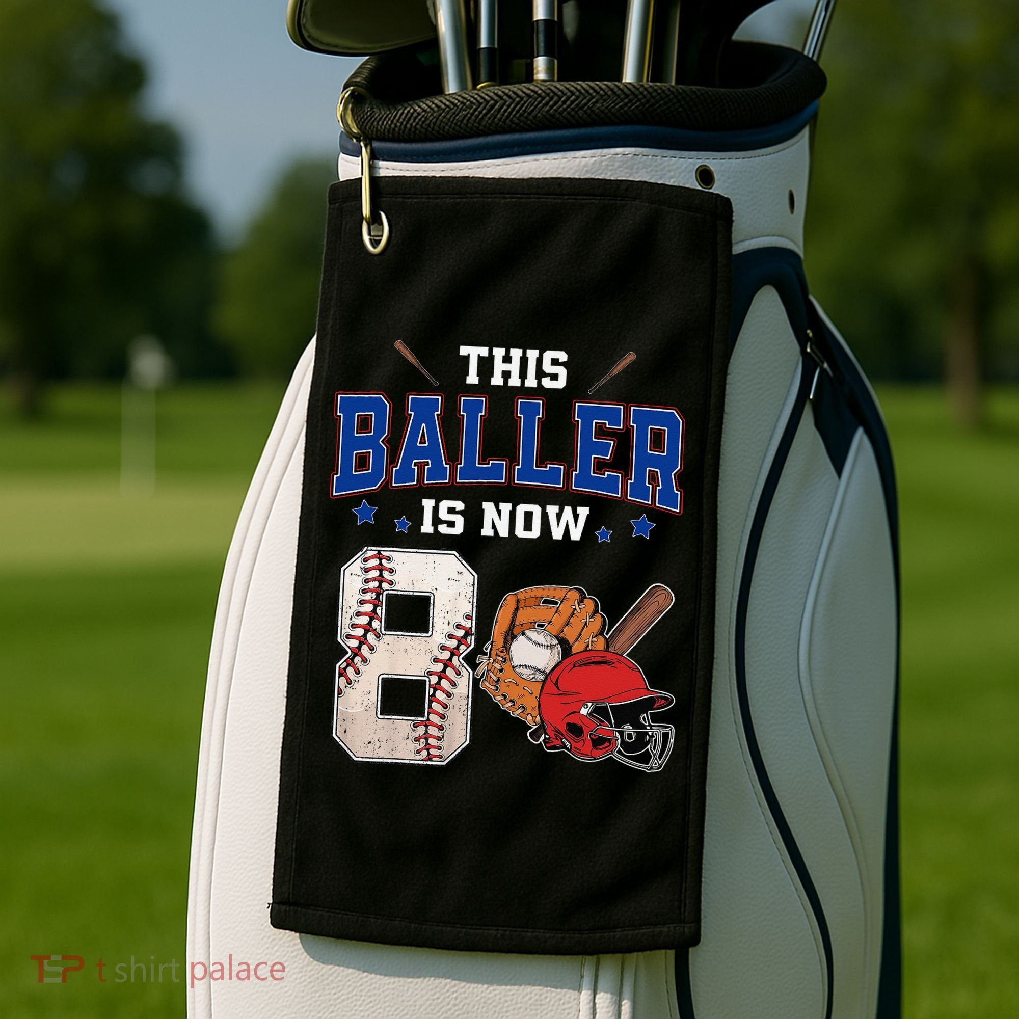 This Baller Is Now 8 Years Old Baseball 8th Birthday Golf Towel