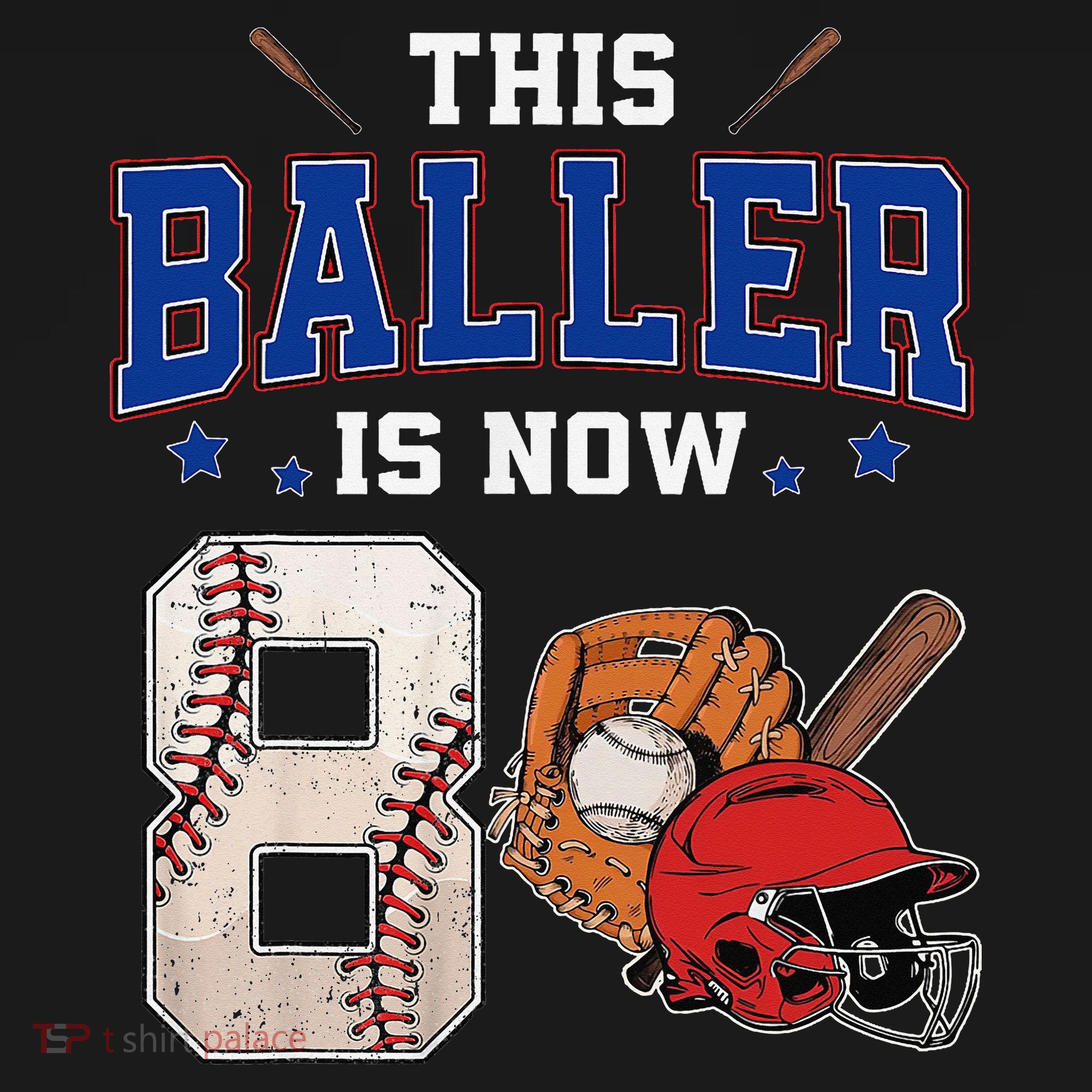 This Baller Is Now 8 Years Old Baseball 8th Birthday Kids Sweatshirt