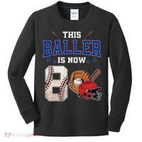 This Baller Is Now 8 Years Old Baseball 8th Birthday Kids Long Sleeve Shirt thumb 0