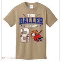 This Baller Is Now 8 Years Old Baseball 8th Birthday Kids T-Shirt thumb 0