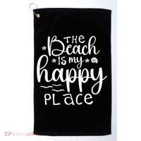 The Beach Is My Happy Place Great Gift Golf Towel thumb 0
