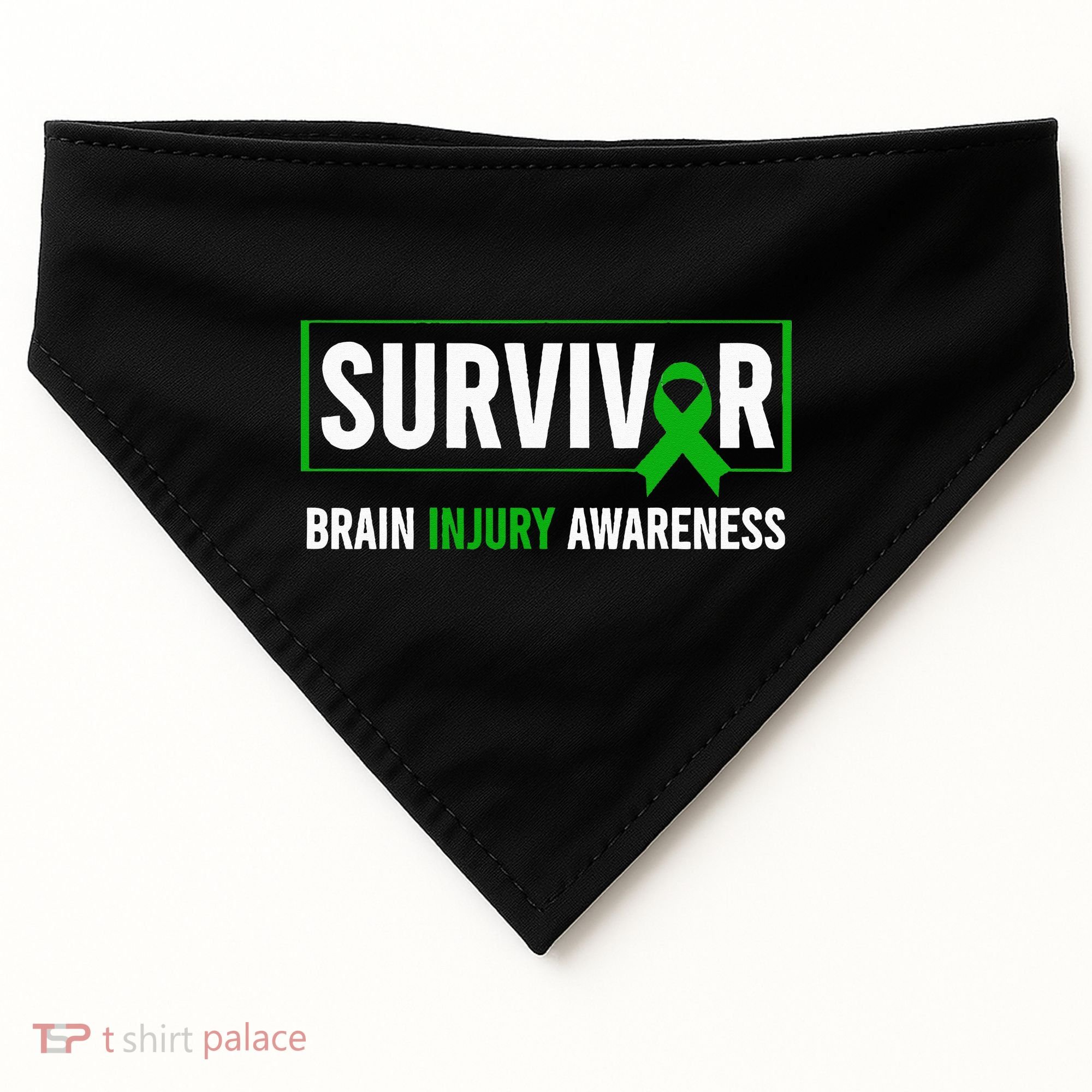 Traumatic Brain Injury Awareness Brain Injury Survivor USA-Made Doggie Bandana