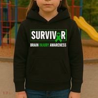Traumatic Brain Injury Awareness Brain Injury Survivor Kids Hoodie thumb 3
