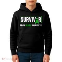 Traumatic Brain Injury Awareness Brain Injury Survivor Kids Hoodie thumb 4