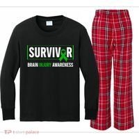 Traumatic Brain Injury Awareness Brain Injury Survivor Kids Long Sleeve Plaid Pajama Set thumb 0