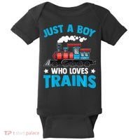Train Birthday Just a who loves Trains Baby Bodysuit thumb 0
