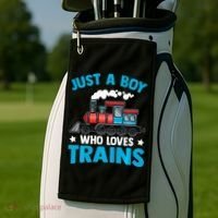 Train Birthday Just a who loves Trains Golf Towel thumb 2