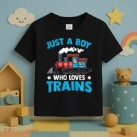 Train Birthday Just a who loves Trains Toddler T-Shirt thumb 3