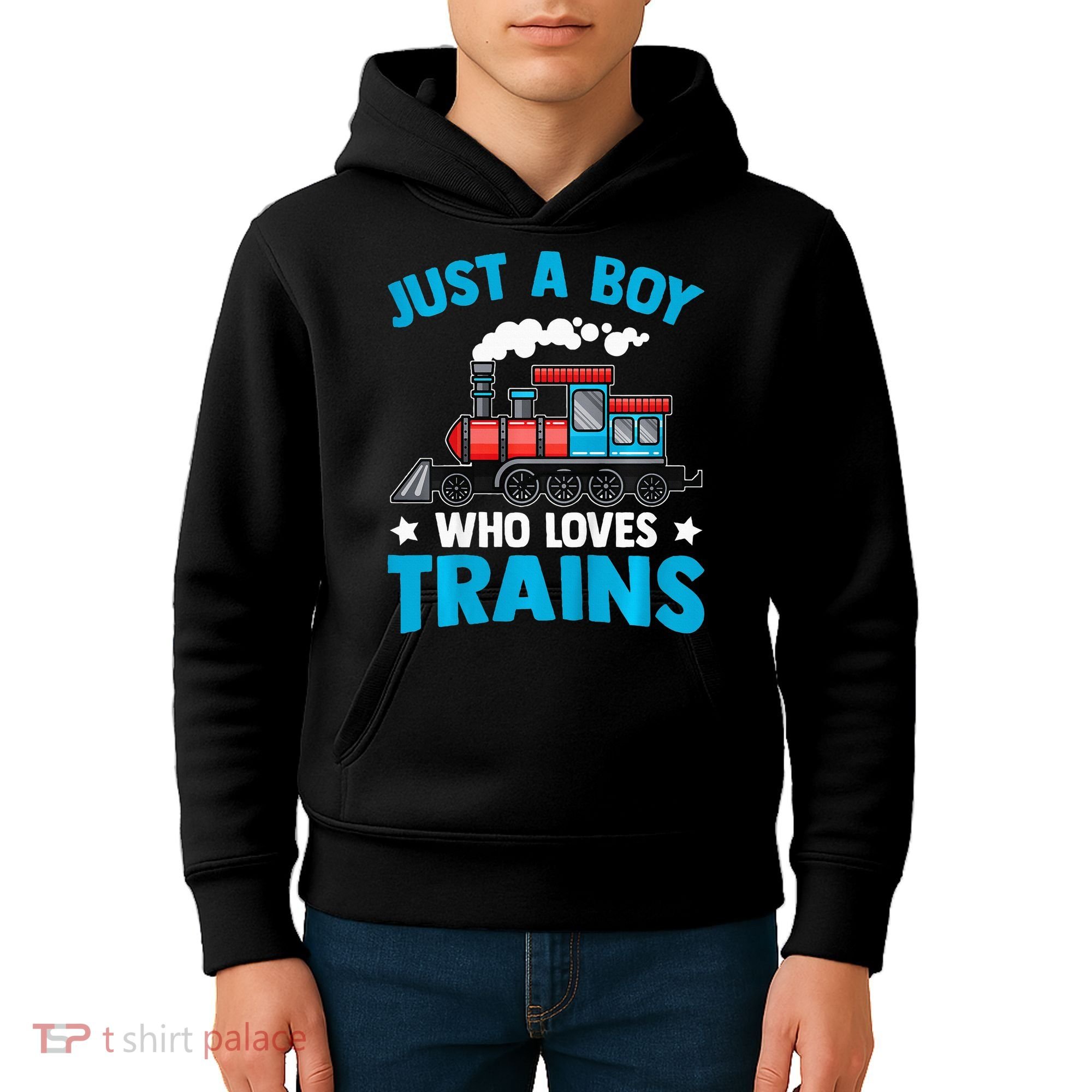 Train Birthday Just a who loves Trains Kids Hoodie