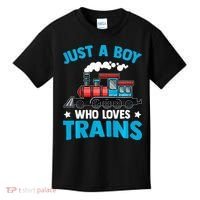 Train Birthday Just a who loves Trains Kids T-Shirt thumb 0