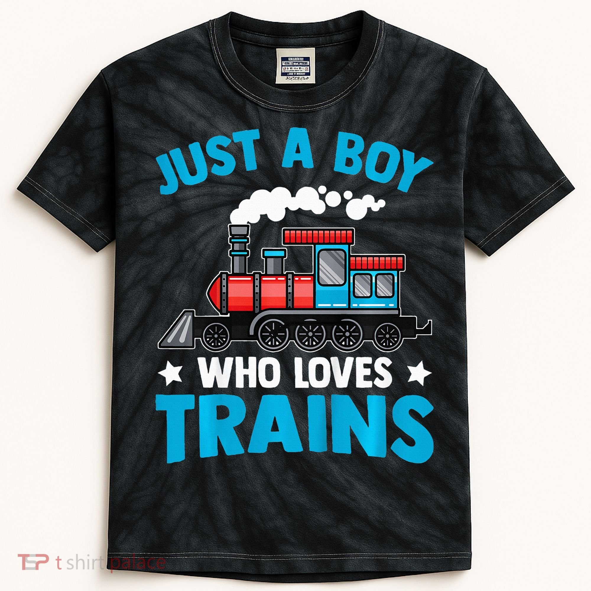 Train Birthday Just a who loves Trains Kids Tie-Dye T-Shirt