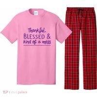 Thankful Blessed & Kind Of A Mess Pajama Set thumb 0