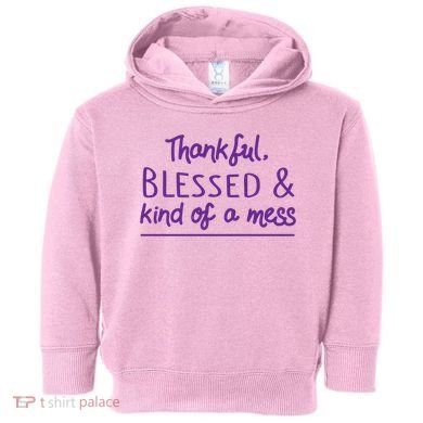 Thankful Blessed & Kind Of A Mess Toddler Hoodie
