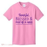 Thankful Blessed & Kind Of A Mess Kids T-Shirt thumb 0
