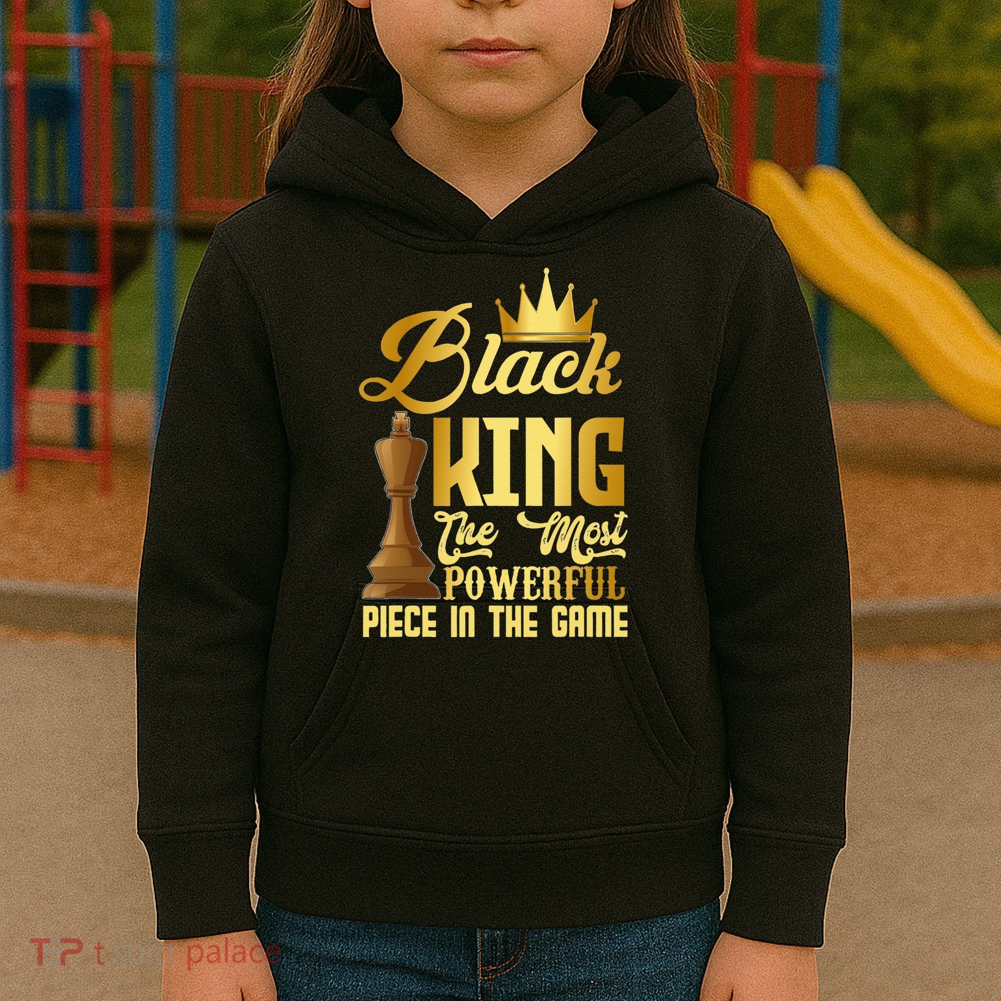 The Black King Is The Strongest Figure In The Game Chess Kids Hoodie