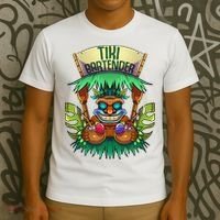 Tiki Bartender Kahuna Tropical Drinks Cocktails Luao Party T-Shirt thumb 3