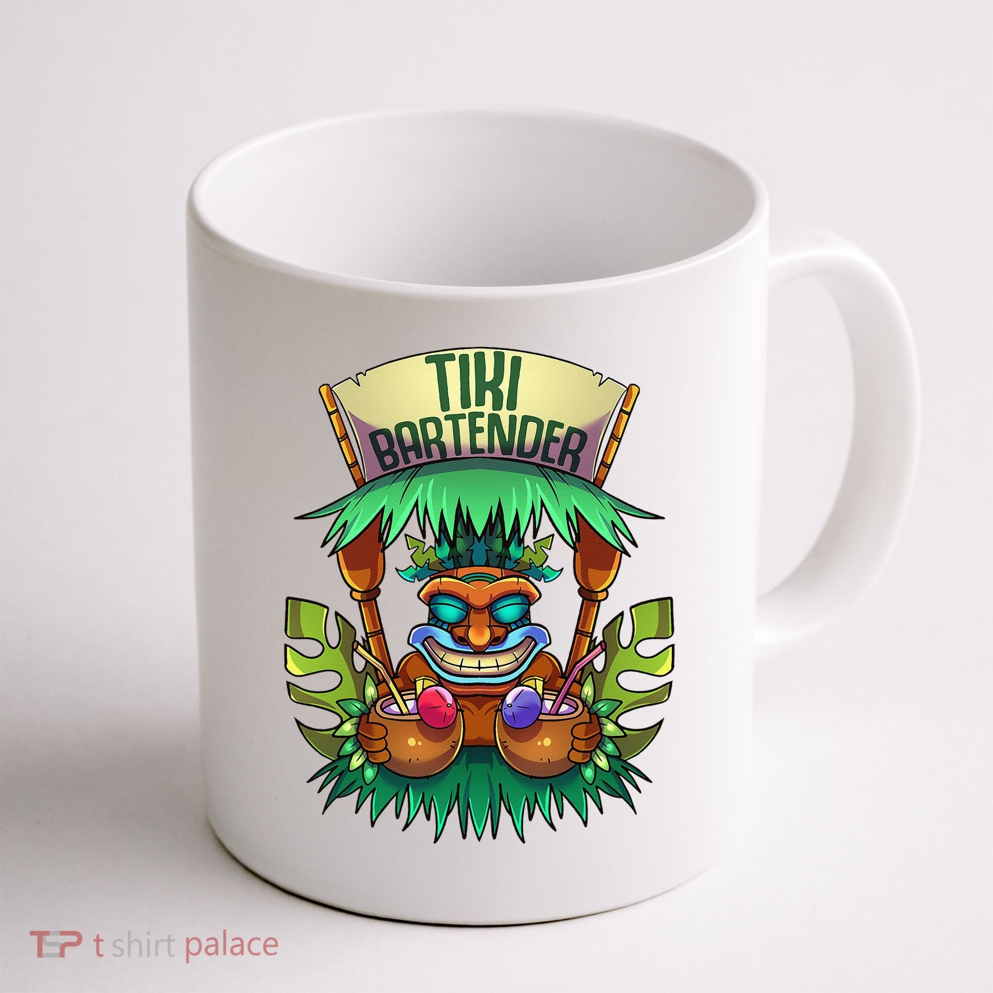 Tiki Bartender Kahuna Tropical Drinks Cocktails Luao Party Coffee Mug