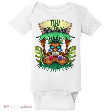 Tiki Bartender Kahuna Tropical Drinks Cocktails Luao Party Baby Bodysuit