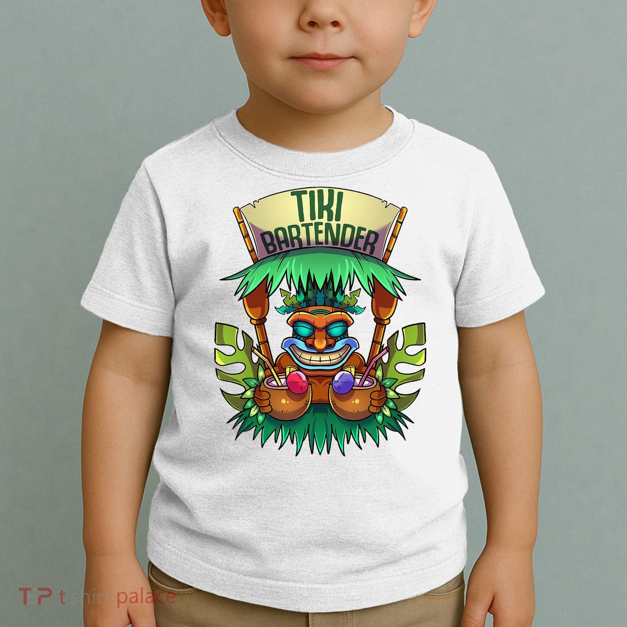 Tiki Bartender Kahuna Tropical Drinks Cocktails Luao Party Toddler T-Shirt