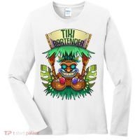 Tiki Bartender Kahuna Tropical Drinks Cocktails Luao Party Women's Long Sleeve Shirt thumb 0