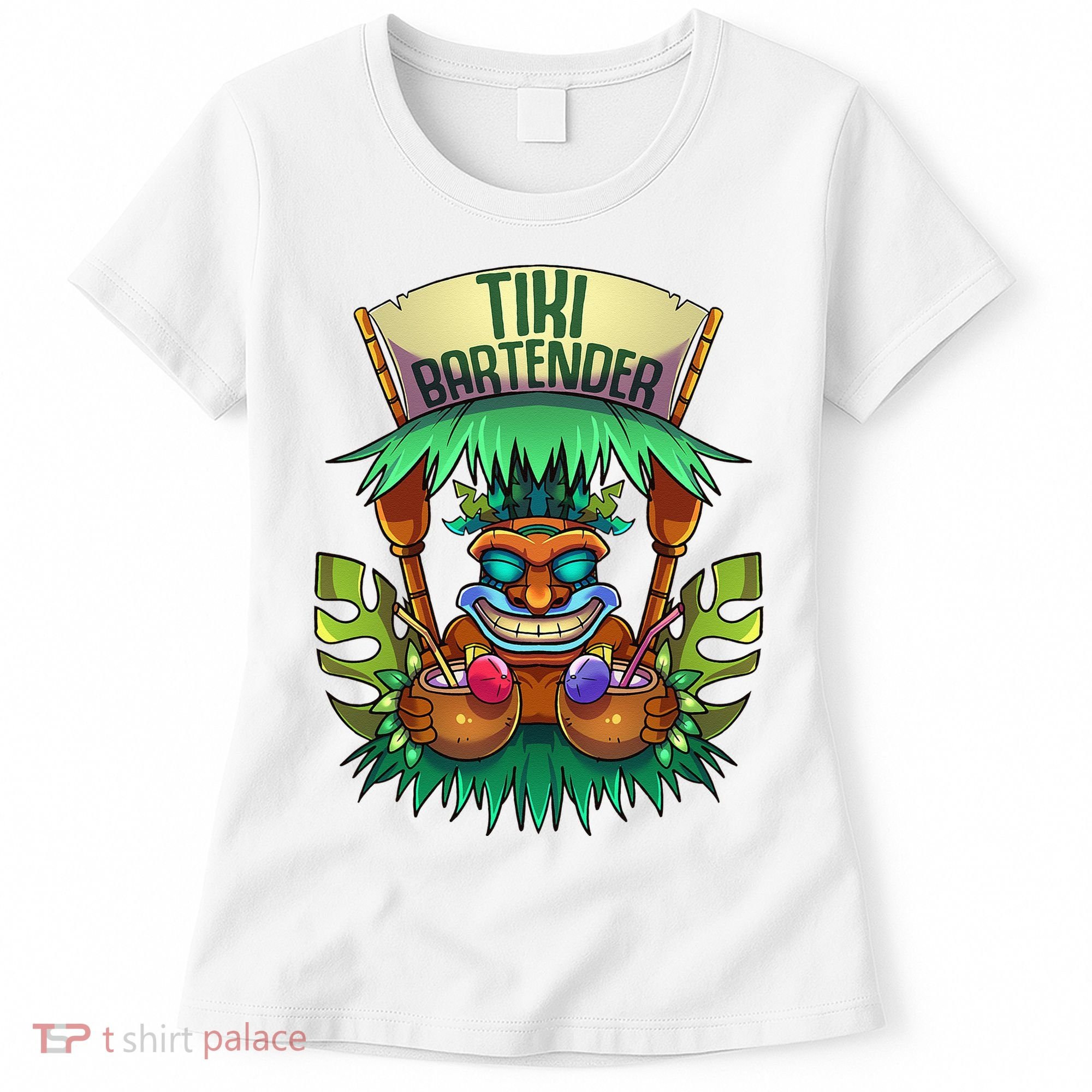 Tiki Bartender Kahuna Tropical Drinks Cocktails Luao Party Women's T-Shirt